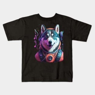 Music lover Siberian husky Kids T-Shirt